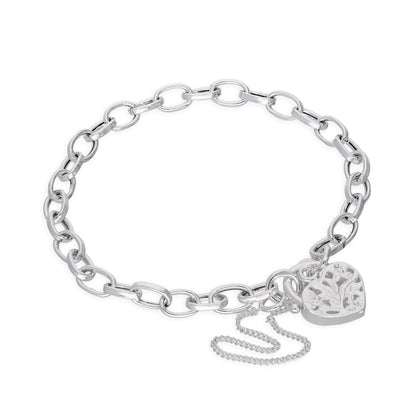 Bracelet à breloques en argent sterling avec cadenas en forme de cœur, 15 à 20 cm