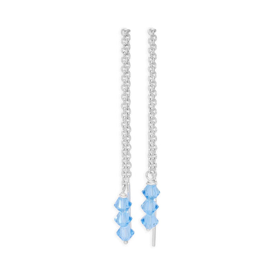 Boucles d'oreilles à enfiler en argent sterling et triple zircone bleu