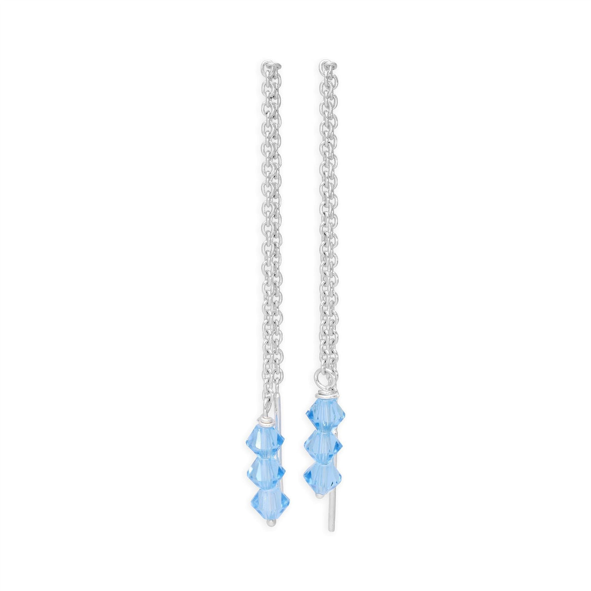 Boucles d'oreilles à enfiler en argent sterling et triple zircone bleu