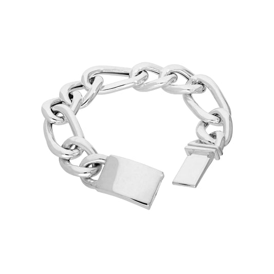 Bracelet en argent sterling pour homme, chaîne épaisse et creuse de 20 cm avec fermoir gravable