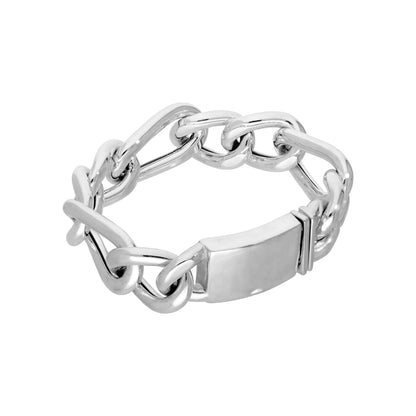 Bracelet en argent sterling pour homme, chaîne épaisse et creuse de 20 cm avec fermoir gravable
