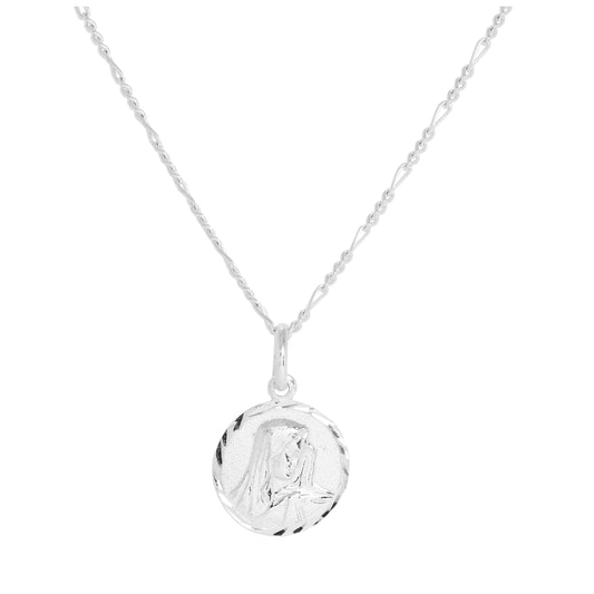 Collier pendentif Vierge à l'Enfant en argent sterling de 35 à 81 cm