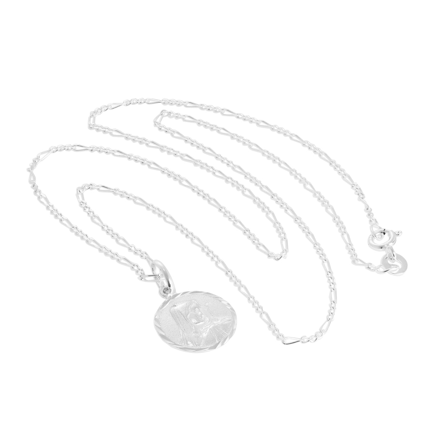 Collier pendentif Vierge à l'Enfant en argent sterling de 35 à 81 cm