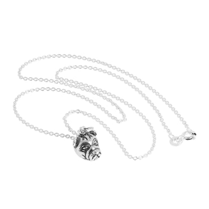 Collier avec pendentif tête de bouledogue 3D en argent sterling, 40 à 61 cm