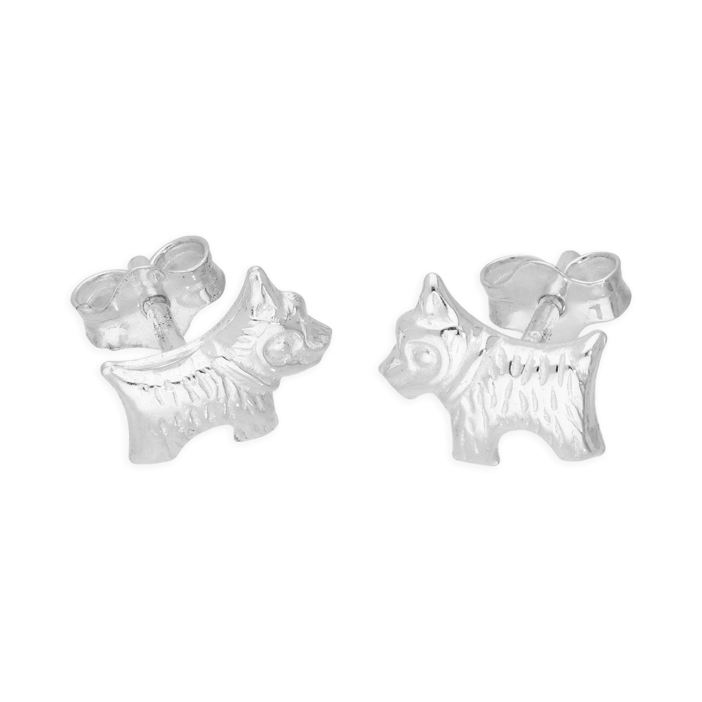 Boucles d'oreilles à tige en argent sterling en forme de petit chien écossais