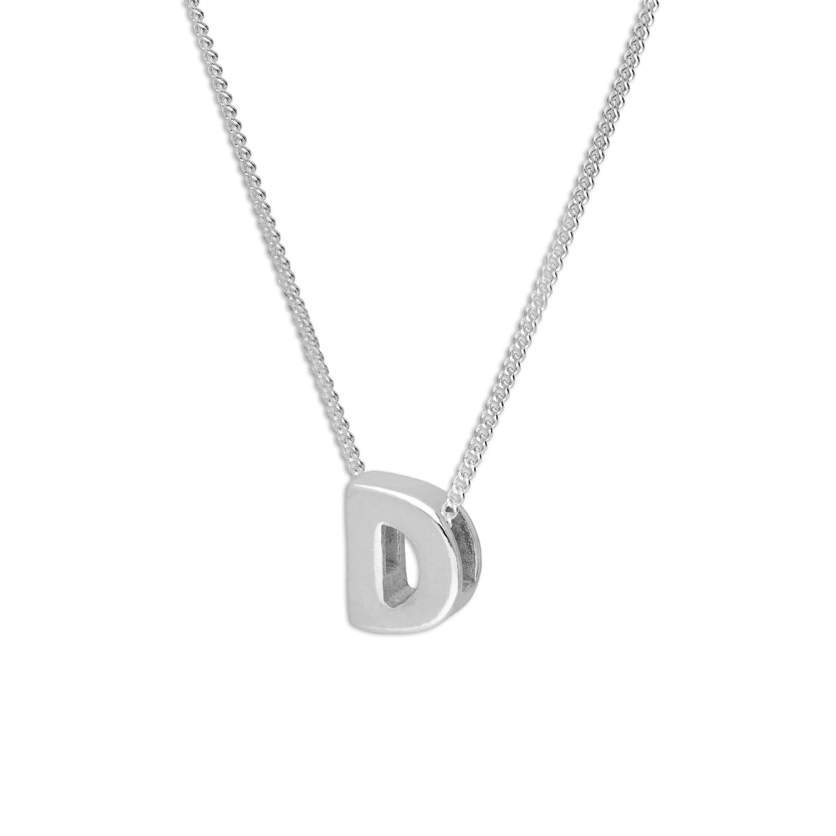 Collier de perles en argent sterling avec lettres de l'alphabet de 45 cm (A à Z)