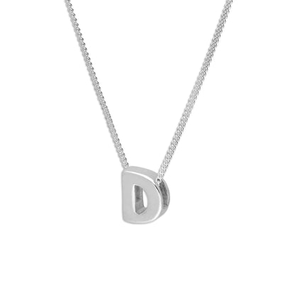 Collier de perles en argent sterling avec lettres de l'alphabet de 45 cm (A à Z)