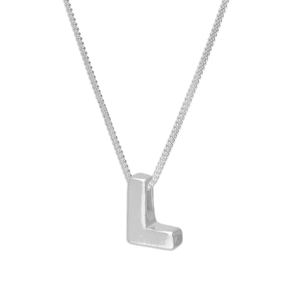 Collier de perles en argent sterling avec lettres de l'alphabet de 45 cm (A à Z)