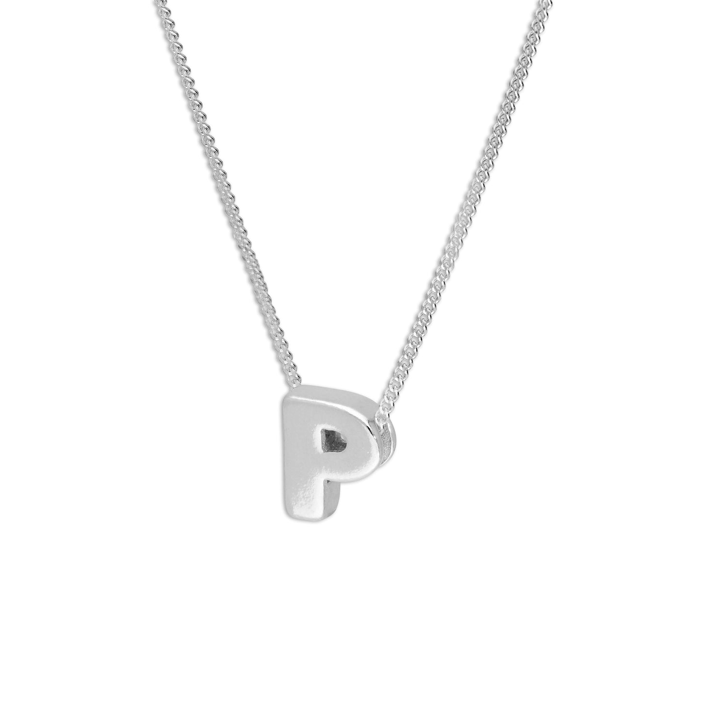 Collier de perles en argent sterling avec lettres de l'alphabet de 45 cm (A à Z)