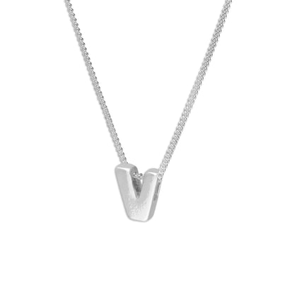 Collier de perles en argent sterling avec lettres de l'alphabet de 45 cm (A à Z)