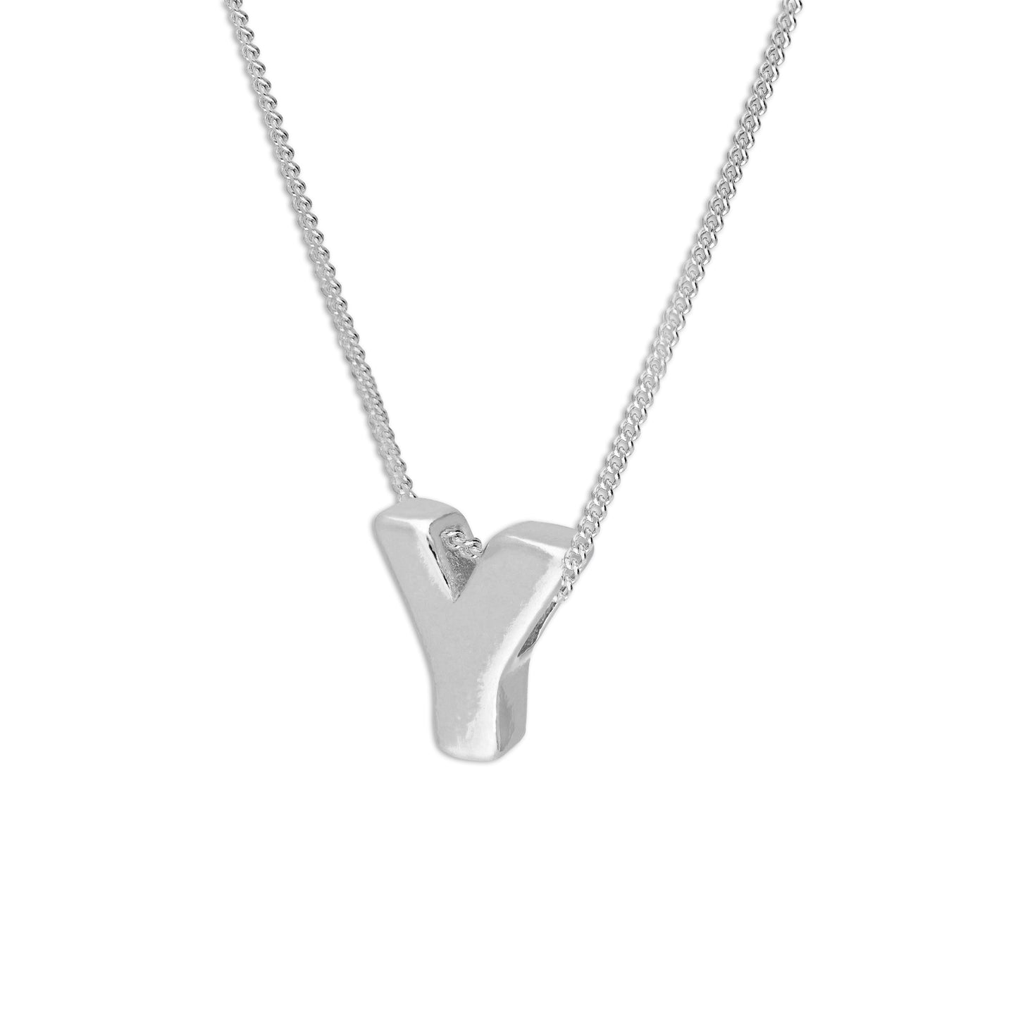 Collier de perles en argent sterling avec lettres de l'alphabet de 45 cm (A à Z)