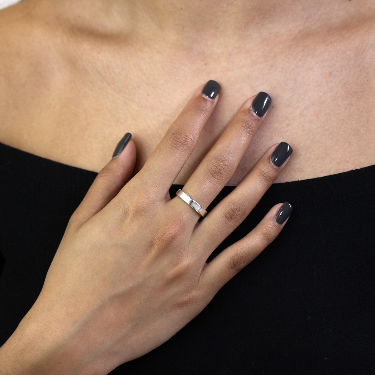 Alliance plate en argent sterling de 4 mm, coupe confortable, tailles 48 à 69