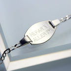 Bracelet d'alerte médicale gravable en argent sterling pour homme et femme, 17,8 à 20,3 cm