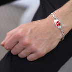 Bracelet d'identification médicale en argent sterling pour homme et femme avec grande plaque ovale gravable de 17,8 à 20,3 cm