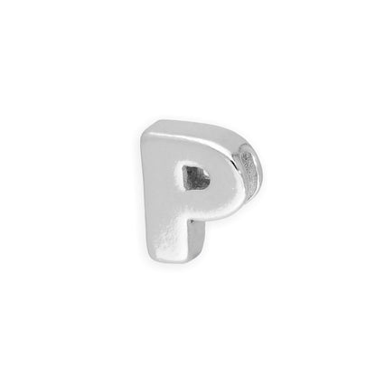 Perle enfilable en argent sterling avec lettres de l'alphabet de A à Z
