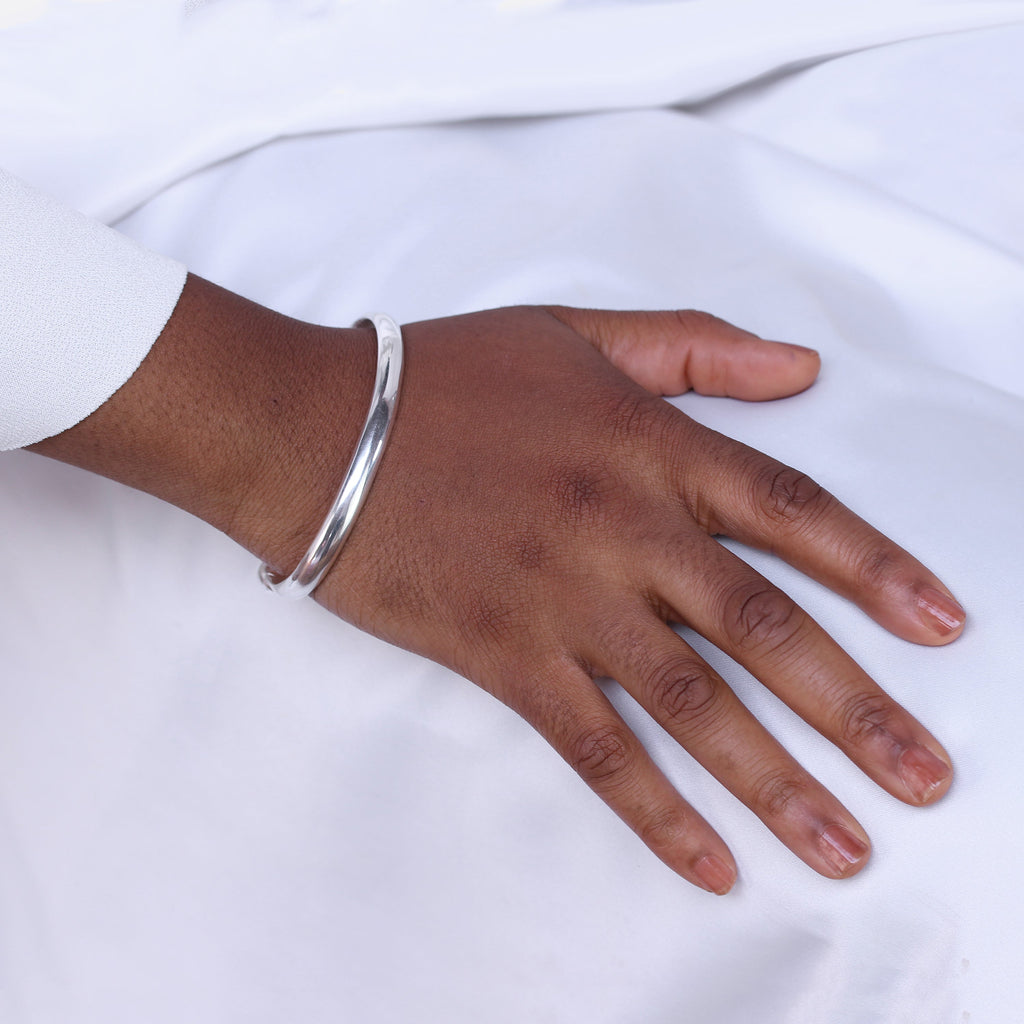 Bracelet jonc épais et lourd en argent sterling pour femme (66 mm)