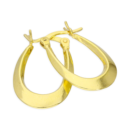 Boucles d'oreilles créoles longues en argent sterling plaqué or de 13 mm