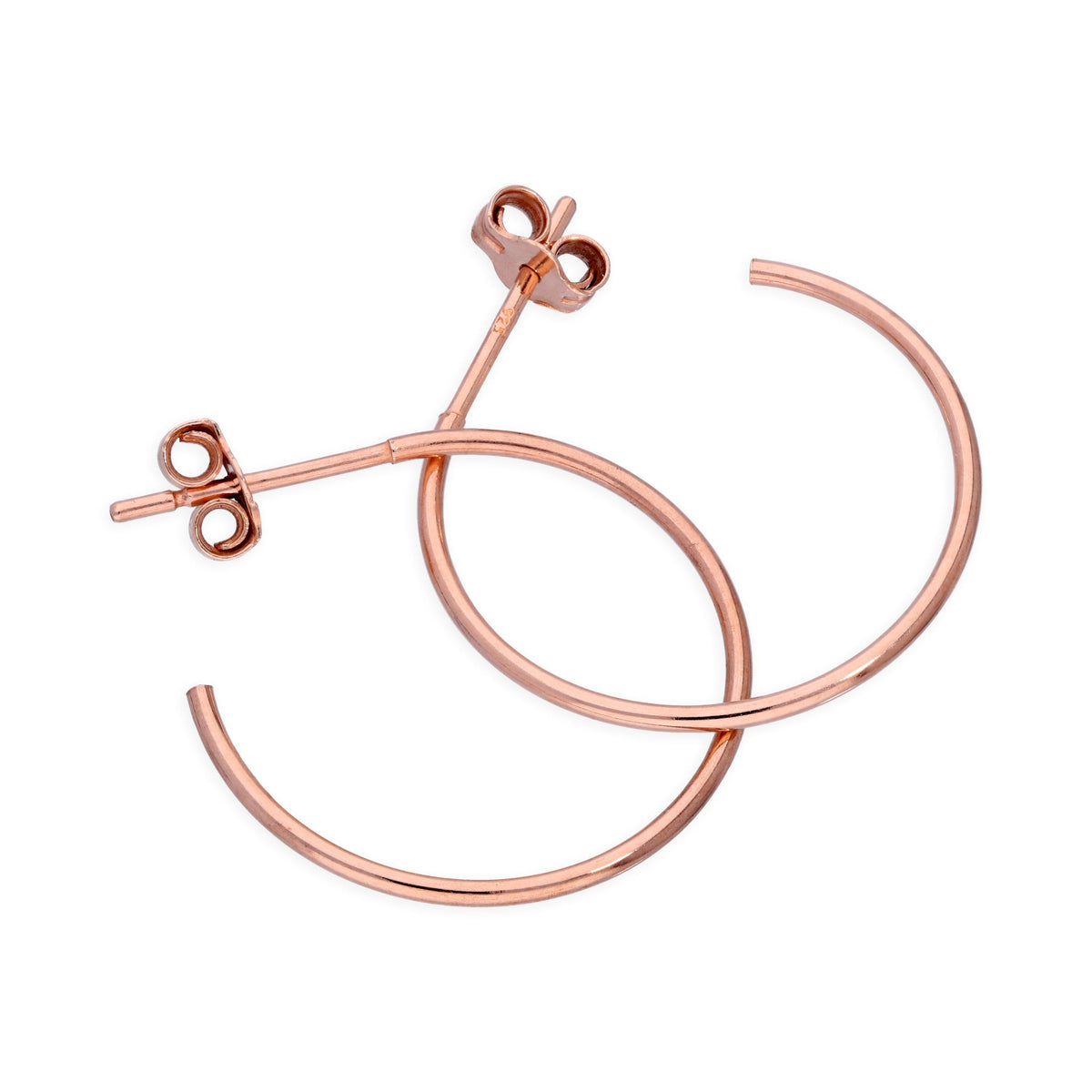Boucles d'oreilles créoles ouvertes de 20 mm en argent sterling plaqué or rose
