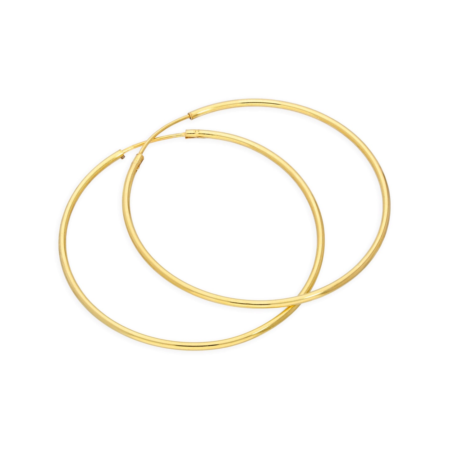 Boucles d'oreilles créoles en argent sterling plaqué or - 8 mm - 35 mm