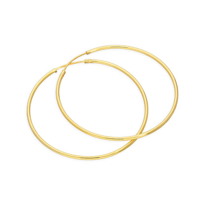 Boucles d'oreilles créoles en argent sterling plaqué or - 8 mm - 35 mm