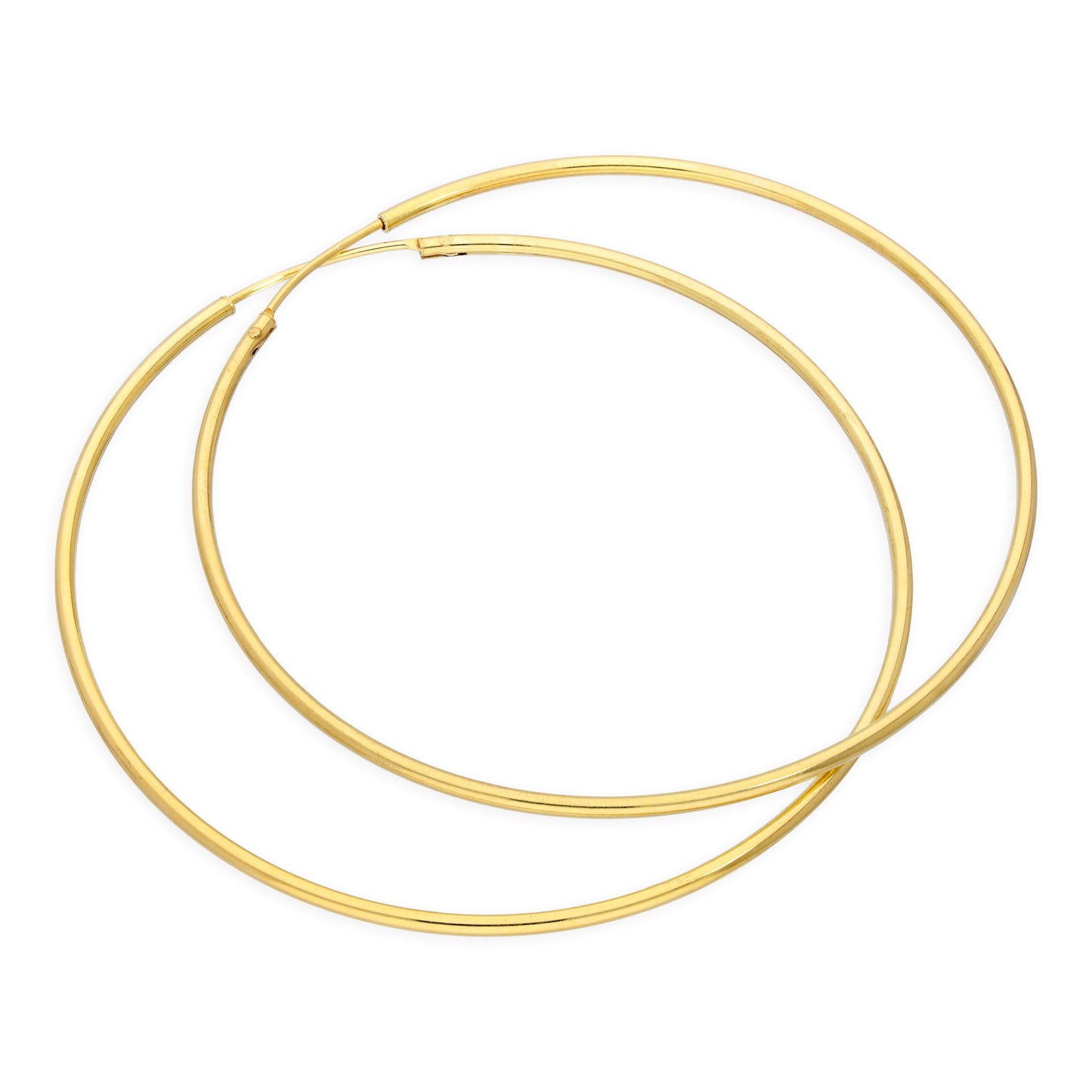 Boucles d'oreilles créoles en argent sterling plaqué or - 8 mm - 35 mm