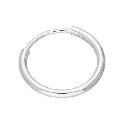 Boucle d'oreille créole simple en argent sterling de 12 mm