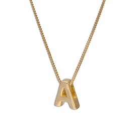 Collier de perles en argent sterling plaqué or avec lettre A, 40 à 55 cm