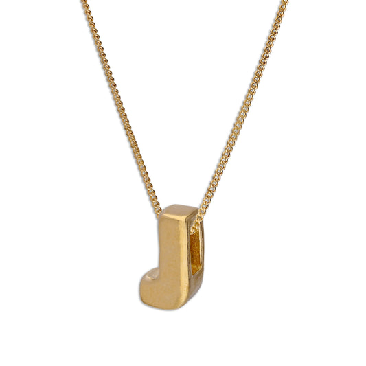 Collier de perles en argent sterling plaqué or avec lettre J, 40 à 55 cm