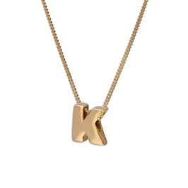 Collier de perles en argent sterling plaqué or avec lettre K, 40 à 55 cm