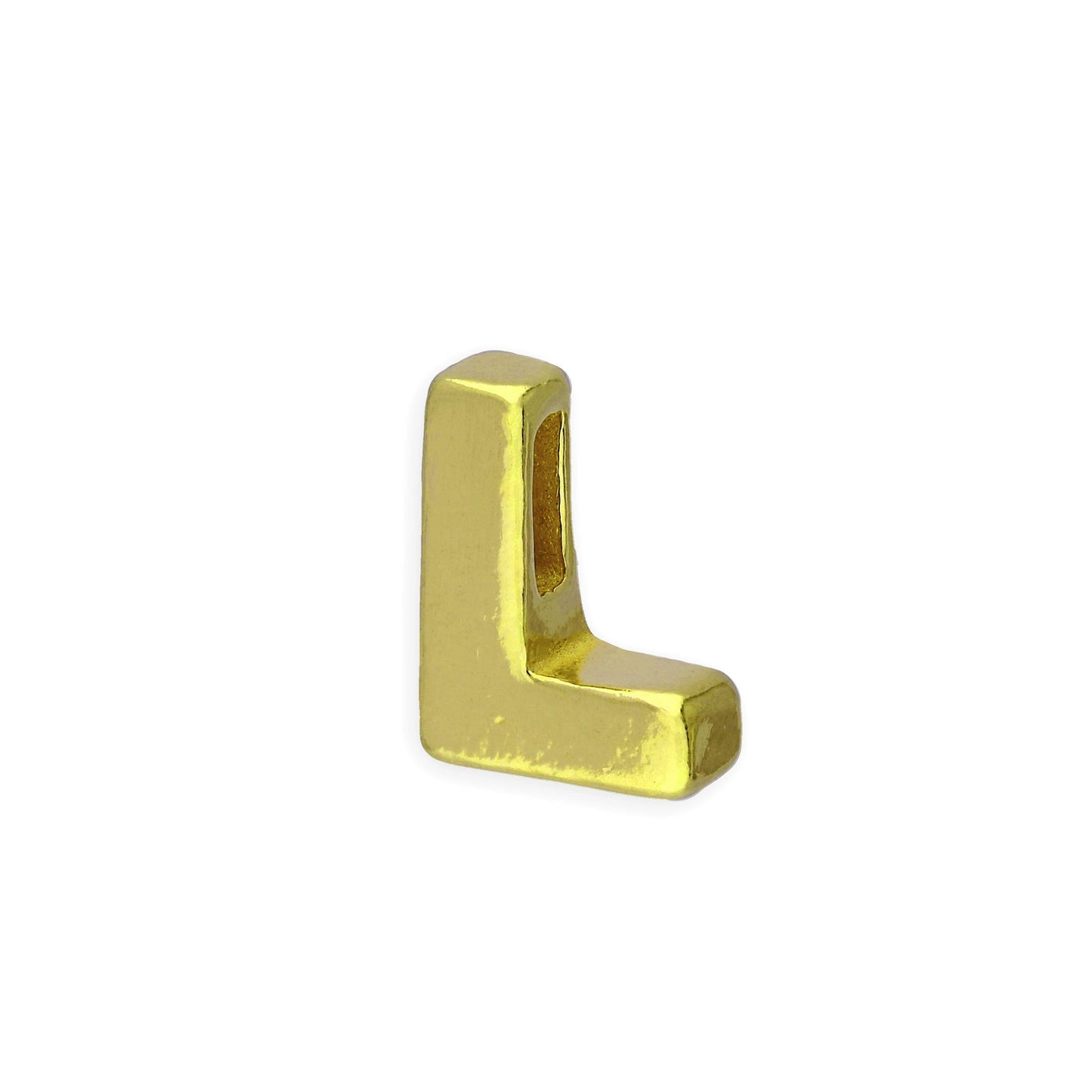 Breloque en argent sterling plaqué or avec lettres de l'alphabet de A à Z