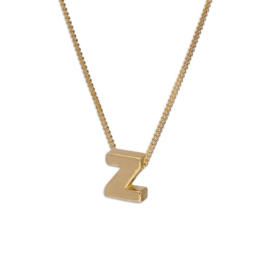 Collier de perles en argent sterling plaqué or avec lettre Z, 40 à 55 cm