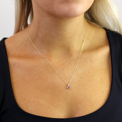 Pendentif cœur en or 9 carats avec améthyste