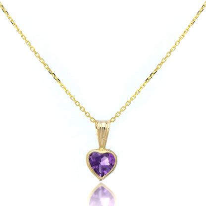 Pendentif cœur en or 9 carats avec améthyste