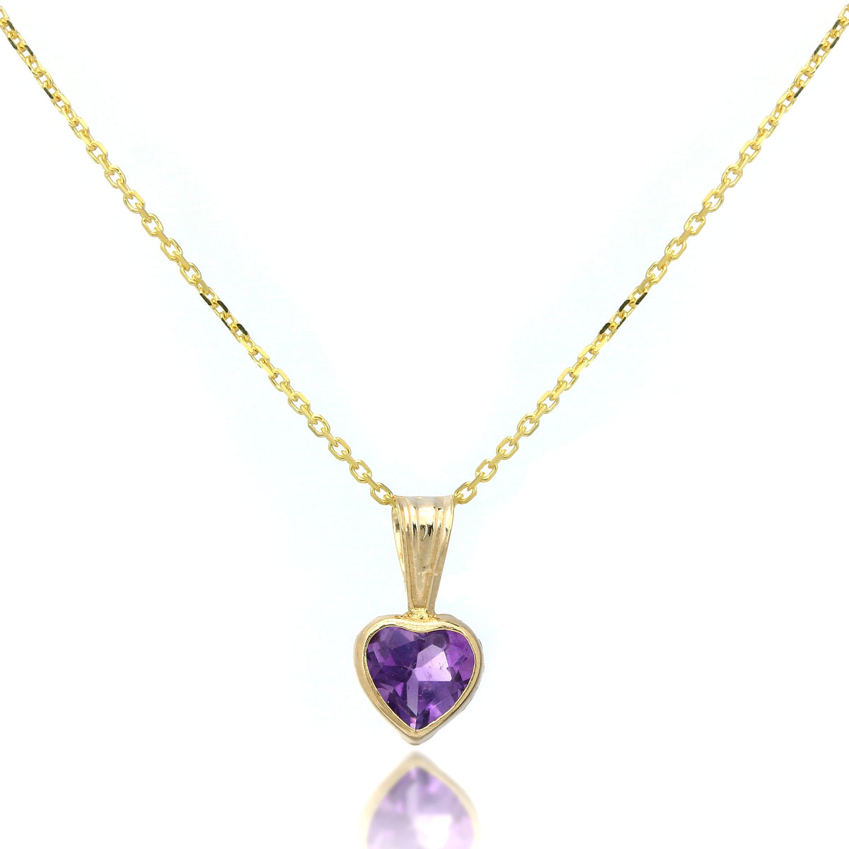 Pendentif cœur en or 9 carats avec améthyste
