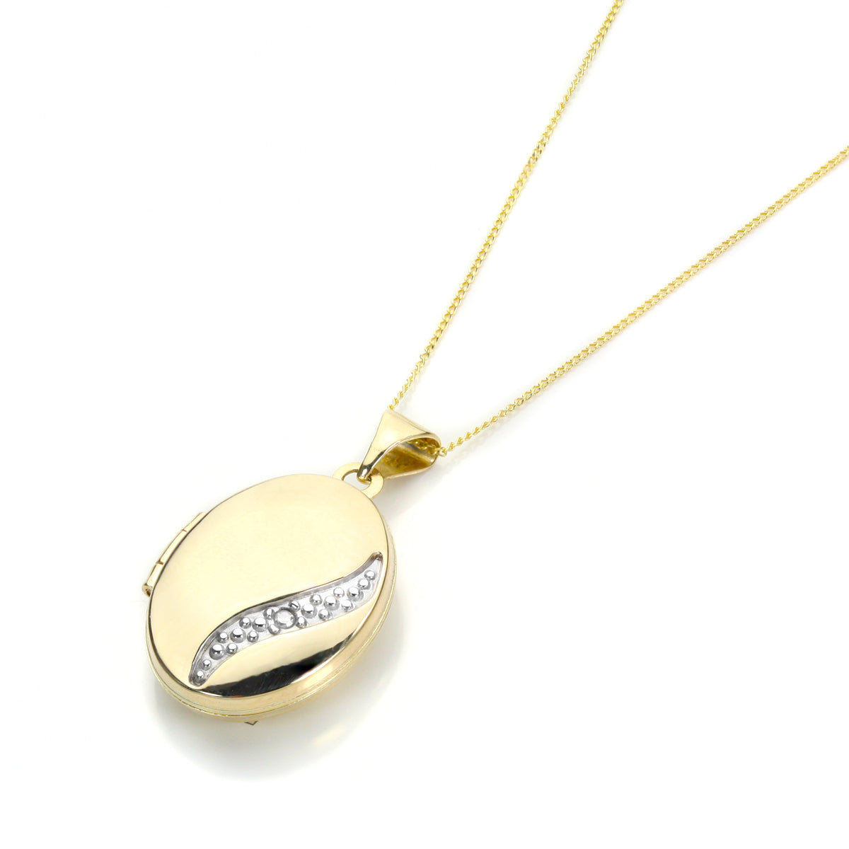 Médaillon ovale en or jaune 9 carats avec diamants