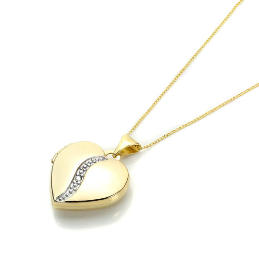 Médaillon en forme de cœur en or jaune 9 carats avec diamants