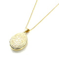 Médaillon ovale gravé floral en or 9 carats