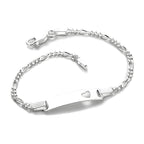 Bracelet plaque d'identité en argent sterling pour enfant avec cœur