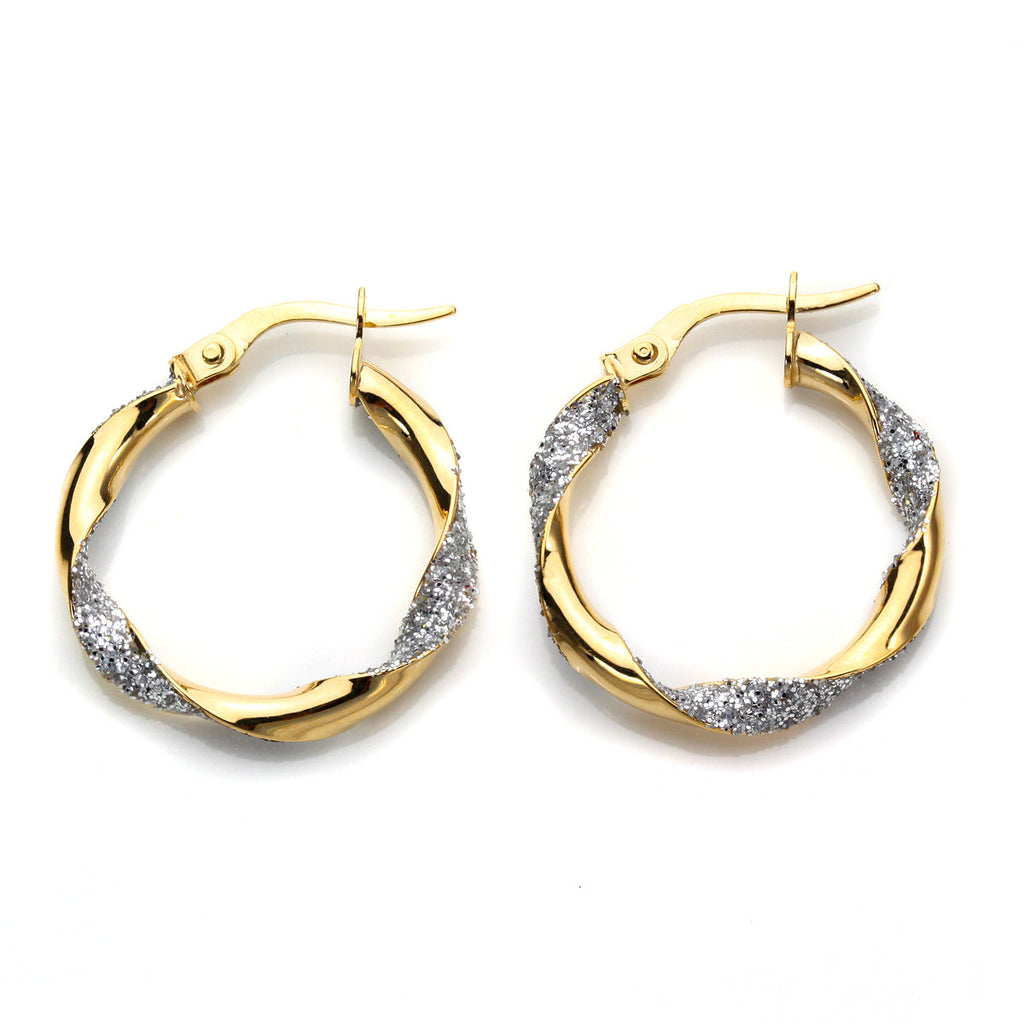 Boucles d'oreilles créoles torsadées en or mélangé 9 carats