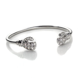 Bracelet jonc en argent sterling avec zircone cubique transparent pour bébé, gant de boxe
