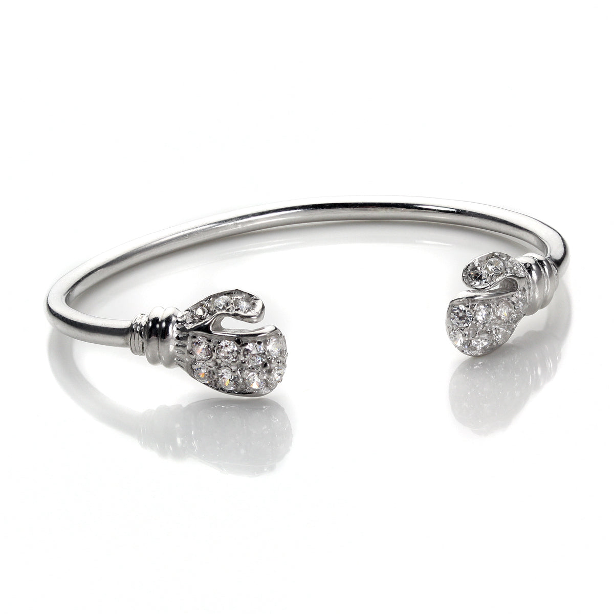 Bracelet jonc en argent sterling avec zircone cubique transparent pour bébé, gant de boxe