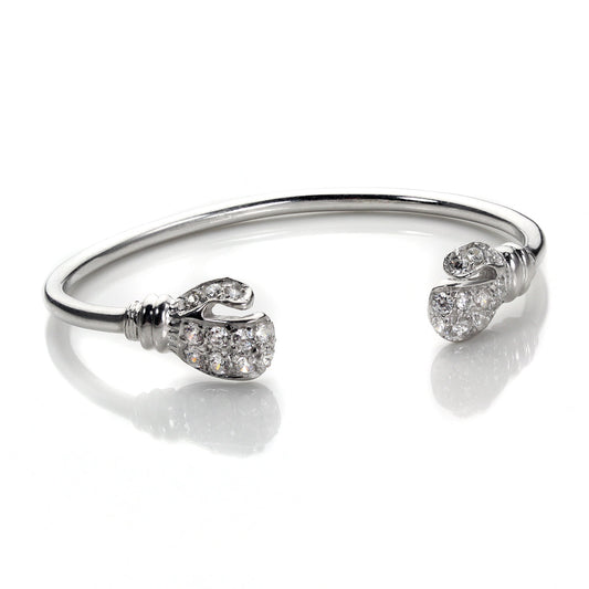 Bracelet jonc en argent sterling avec zircone cubique transparent pour bébé, gant de boxe