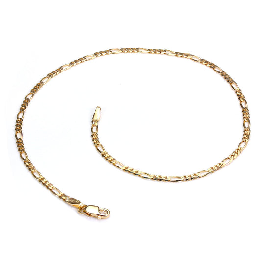 Bracelet de cheville Figaro en or jaune 9 carats