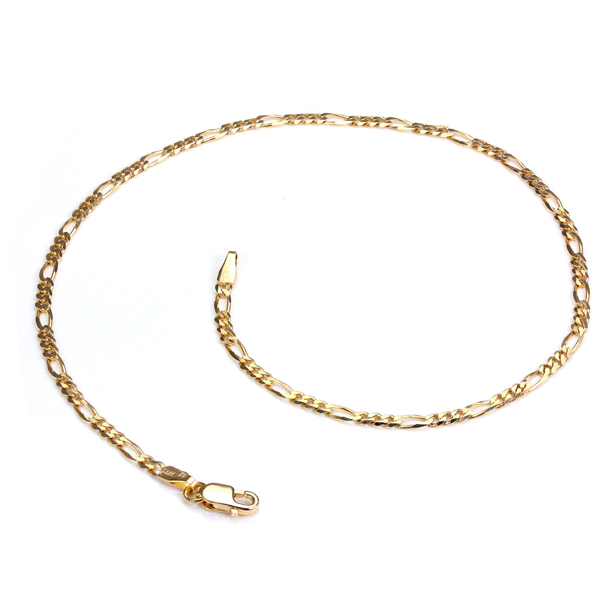 Bracelet de cheville Figaro en or jaune 9 carats