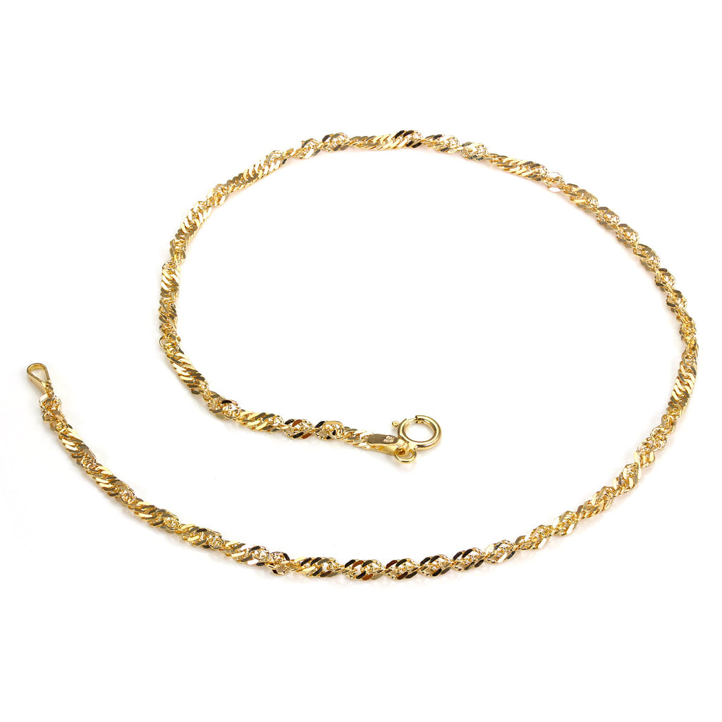 Chaîne de cheville Singapour en or jaune 9 carats