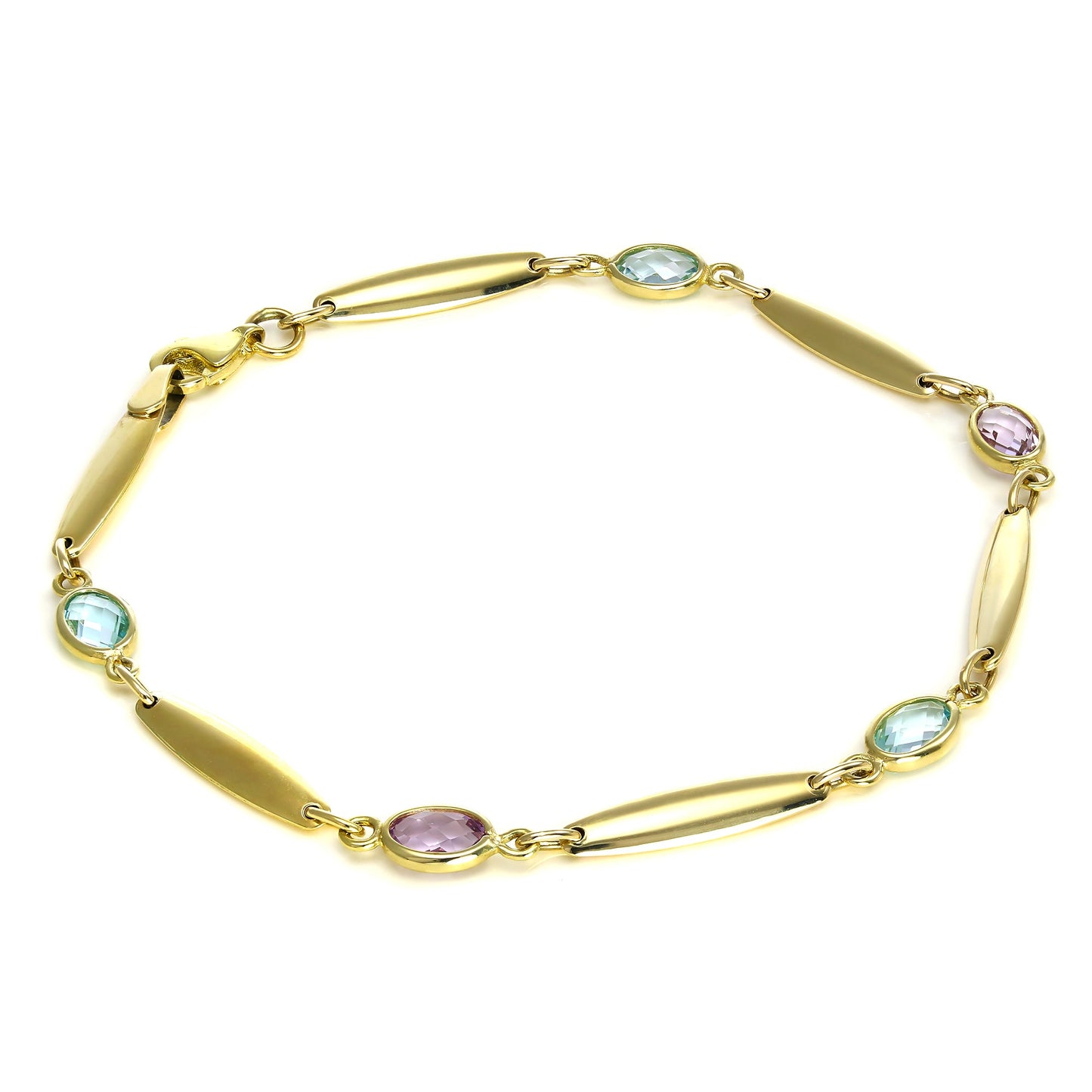 Bracelet en or 9 carats et cristal CZ ovale