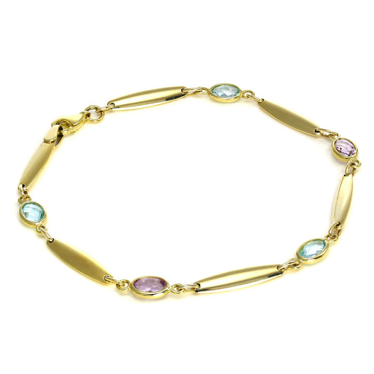 Bracelet en or 9 carats et cristal CZ ovale
