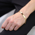 Bracelet gourmette en or 9 carats avec plaque d'identification pour homme, 18 et 20 cm