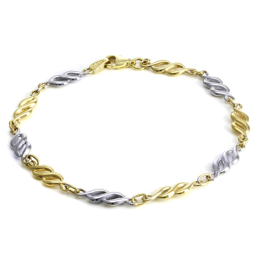 Bracelet torsadé en or blanc et jaune 9 carats