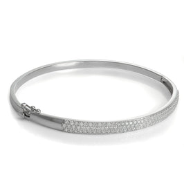 Bracelet à charnière en or blanc 9 carats et cristal CZ
